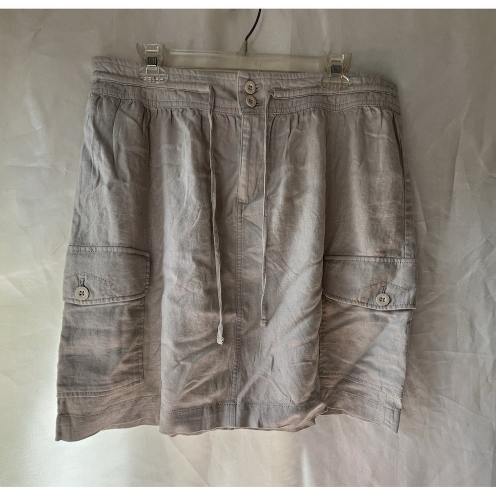 IZOD Linen Blend Cargo Skirt Womens 12 NWT Drawstring Pockets Casual